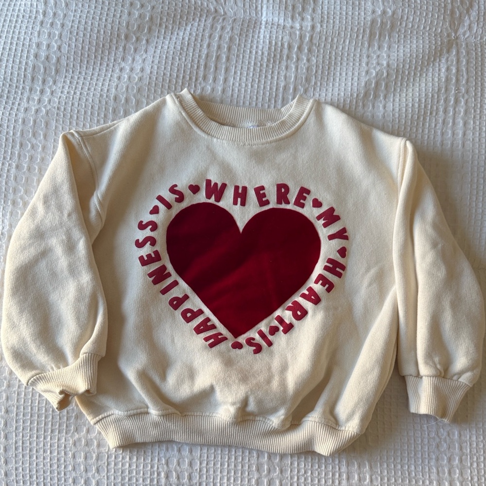 ZARA Kids Cream Sweatshirt with Red Heart Design. Never Worn Excellent condition